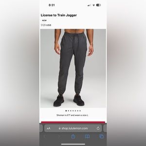 Lululemon - license to train jogger - men’s - medium - gray